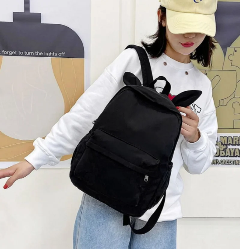 Custom Name Solid Color Rabbit School Student Backpack Personalized Kids Fashion Large Capacity Schoolbags Lightweight Backpack