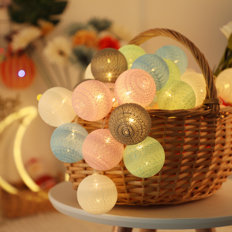20 bolas de algodón 2,2 M cadena luces nocturnas de hadas bombilla LED USB dormitorio Navidad Fiesta navideña al aire libre luces para cama de bebé Decoración