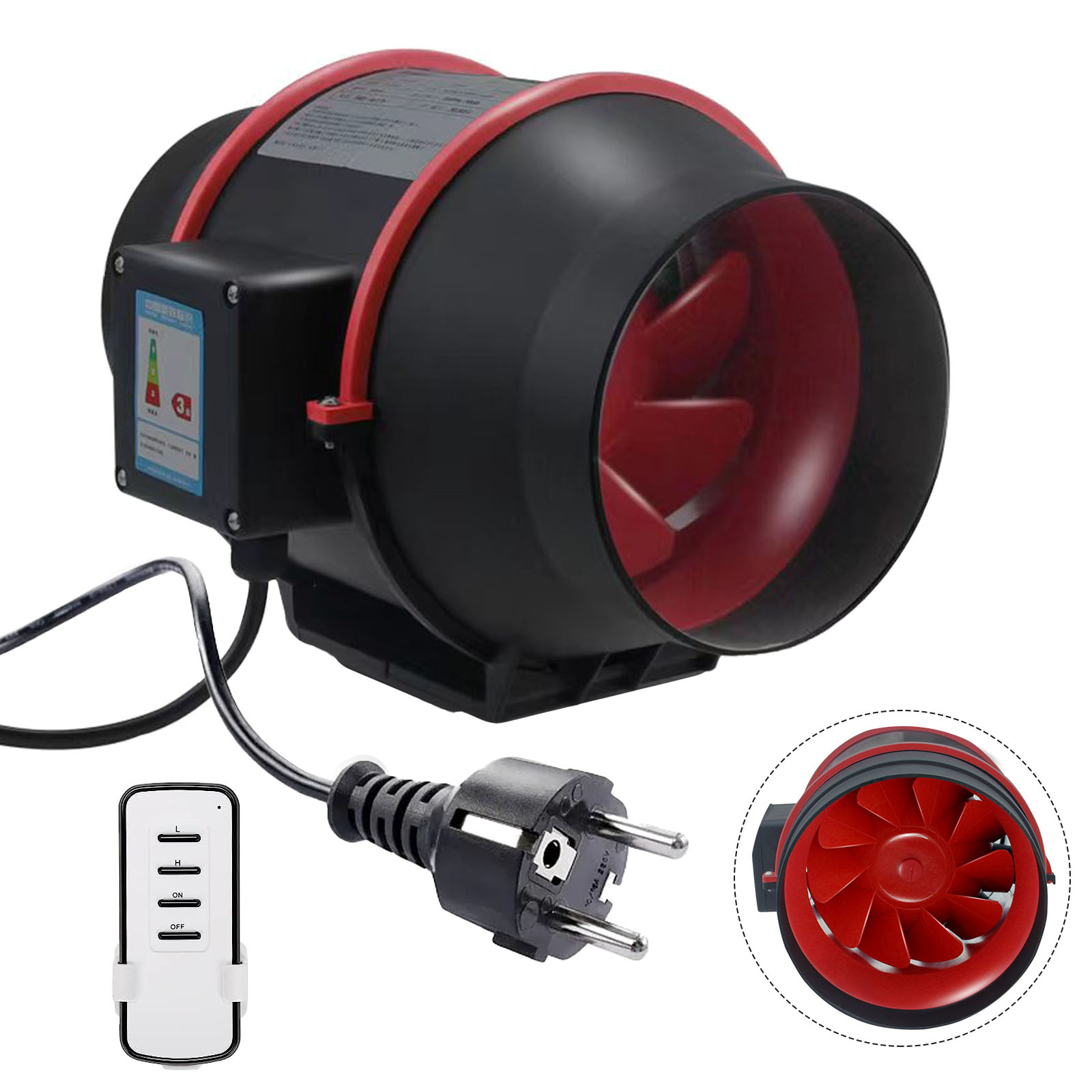 Ventilador de tubo de escape de 100mm, Control de velocidad, flujo mixto, 220V, alta velocidad, silencioso, para el hogar, piezas de sistemas HVAC