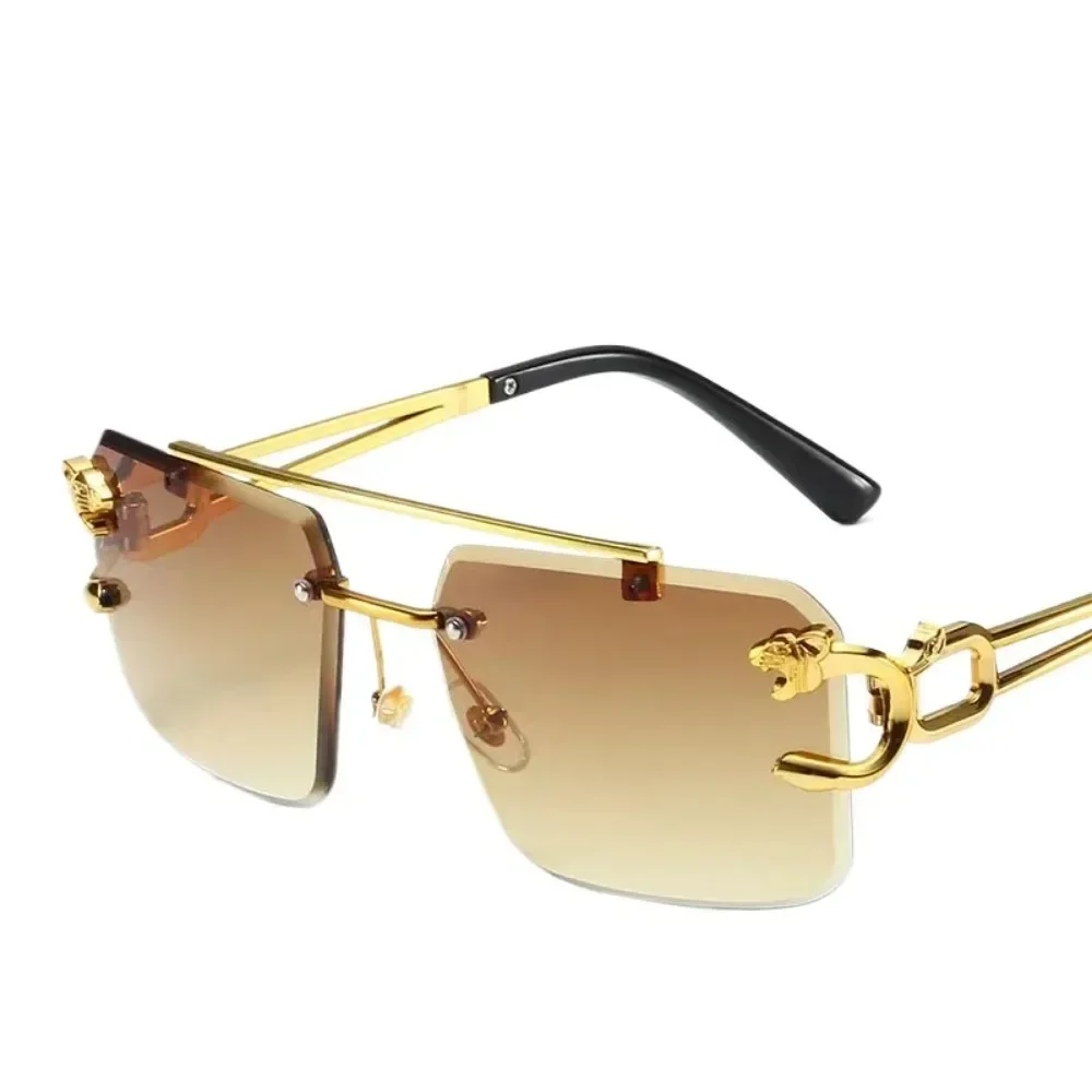 Rahmenlose quadratische Sonnenbrille, modische Sonnenbrille für Damen, europäische und amerikanische bunte Sonnenbrille