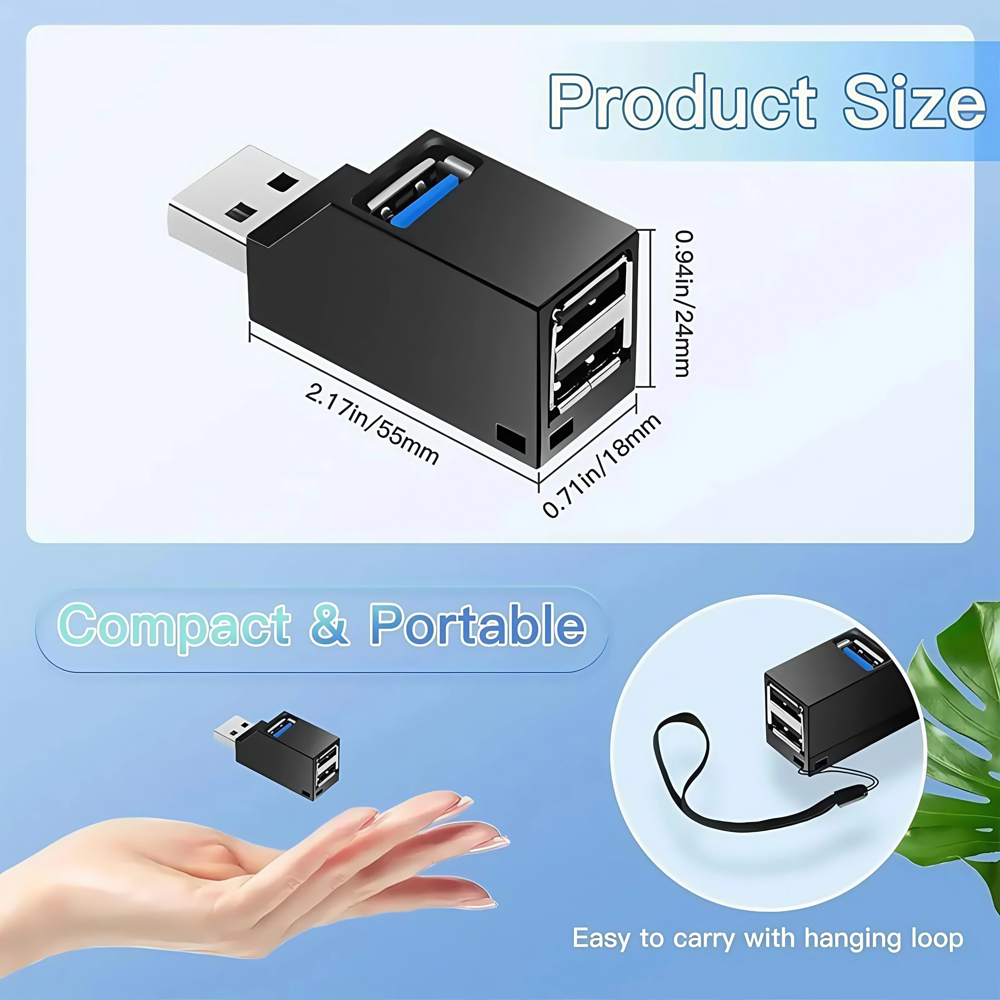 Adattatore hub USB 3.0 a 4 porte - Trasferimento dati ad alta velocità (5 Gbps) per PC/laptop/Mac - Splitter USB compatto per unità flash, mouse