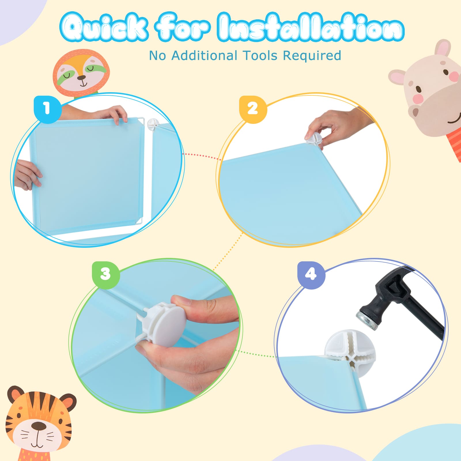 DORTALA Portable Kids Wardrobe 8-Cube Baby Closet Dresser-Blue