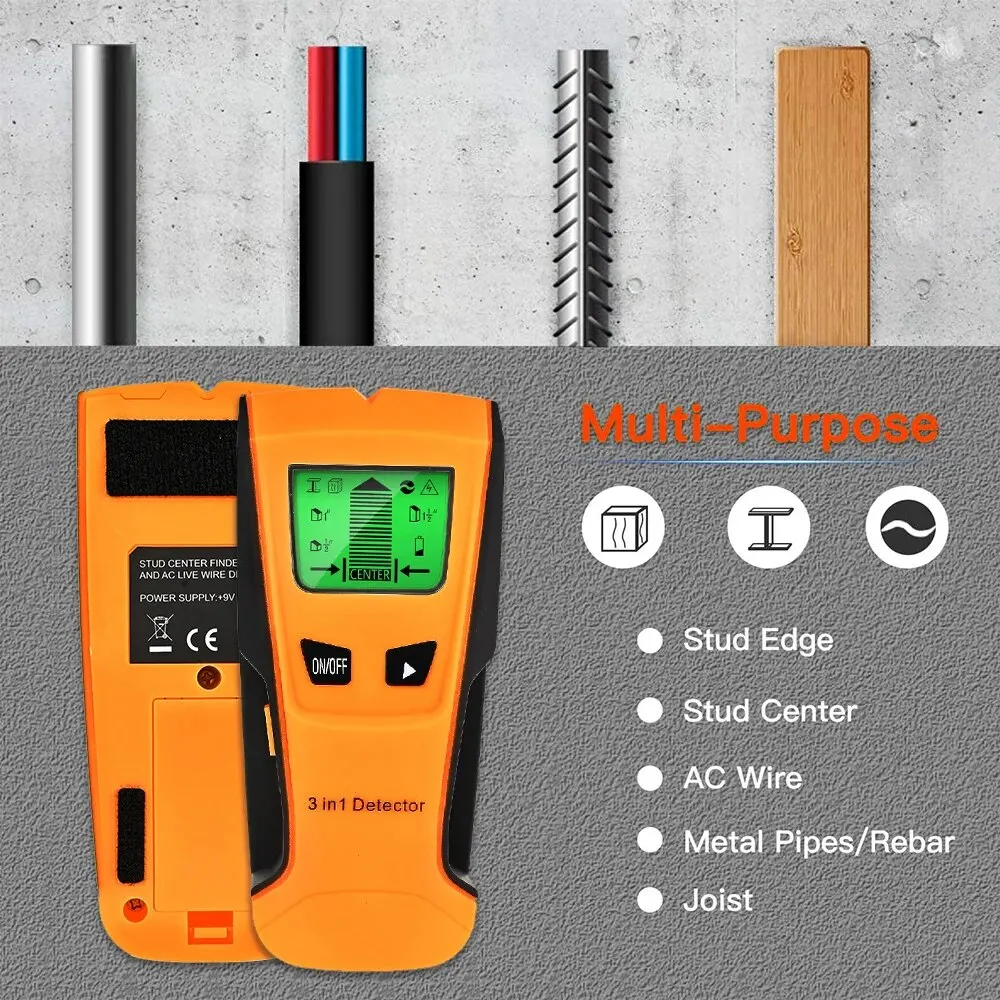 Wandscanner Pijpzoeker Pijpdraaddetector Live Wire Gadgets Detecteer muur Elektrische boxzoeker Digitale 3-in-1 sensor Wandscanner