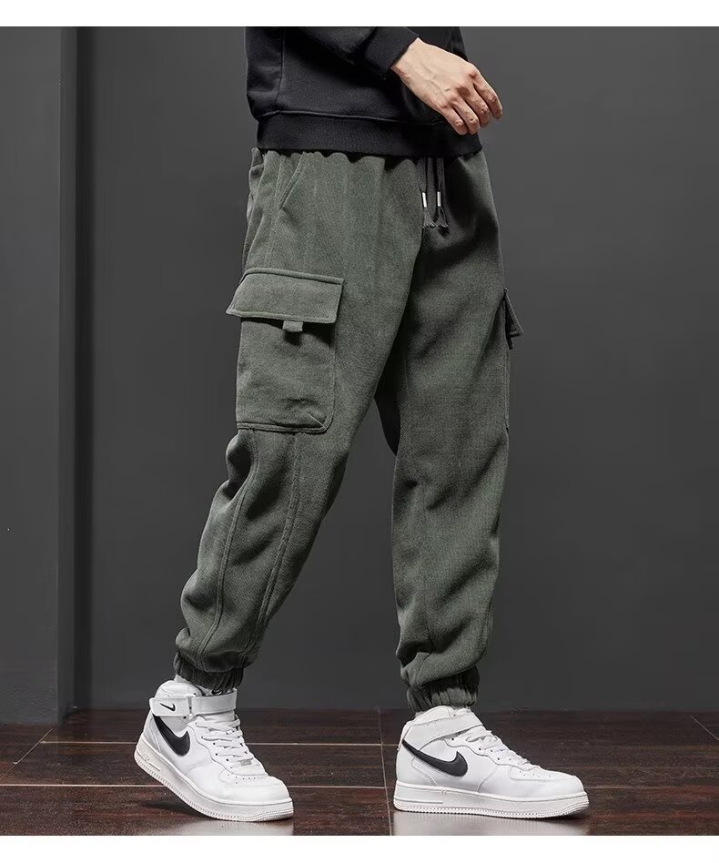 Primavera outono novo estilo cintura elástica calças casuais para homens estiramento em linha reta cordão harem jogging esportes calças compridas masculino