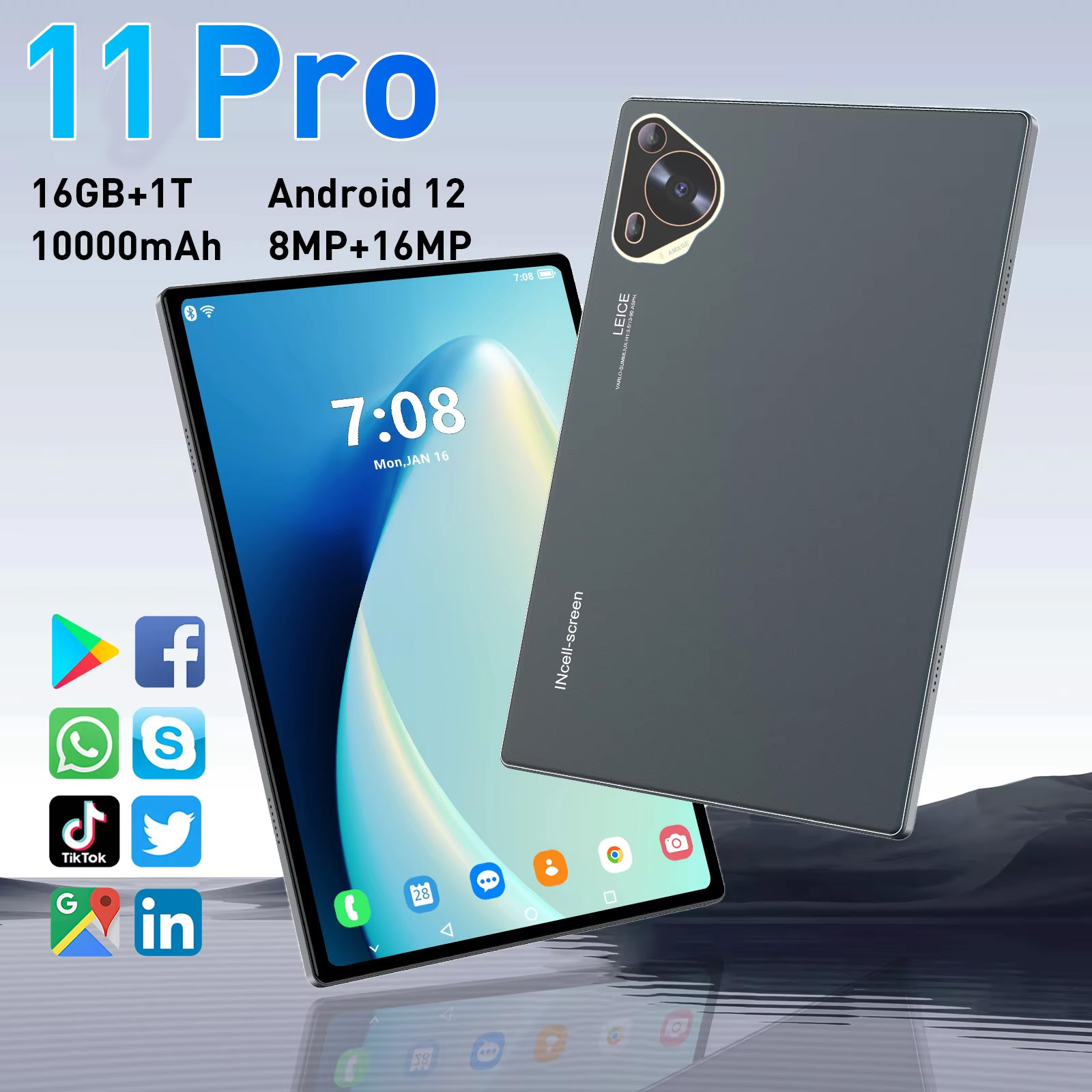 2025 nouvelle Version mondiale 10.1 pouces Android 13 tablette Snapdragon8Gen2 10000mAh 16GB + 1TB 11 Pro GPS 5G WiFi Bluetooth double languette SIM