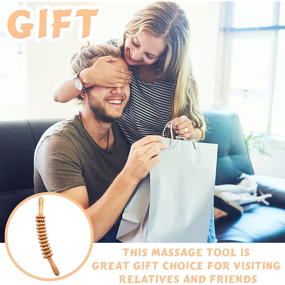 Natuurlijke gebogen houten massageroller voor taille en dij, multifunctionele lichaamsroller voor vermindering van cellulitis en spierspanning