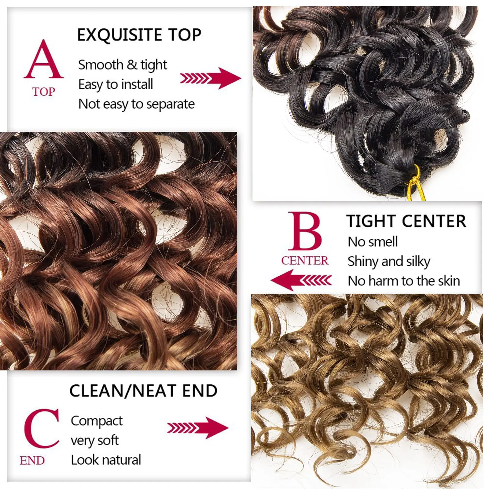 18 "GoGo Curl ผมโครเชต์สําหรับผู้หญิงสีดําชายหาด Curl Bohemian โครเชต์ Braids Deep Wave Braiding hair Extensions