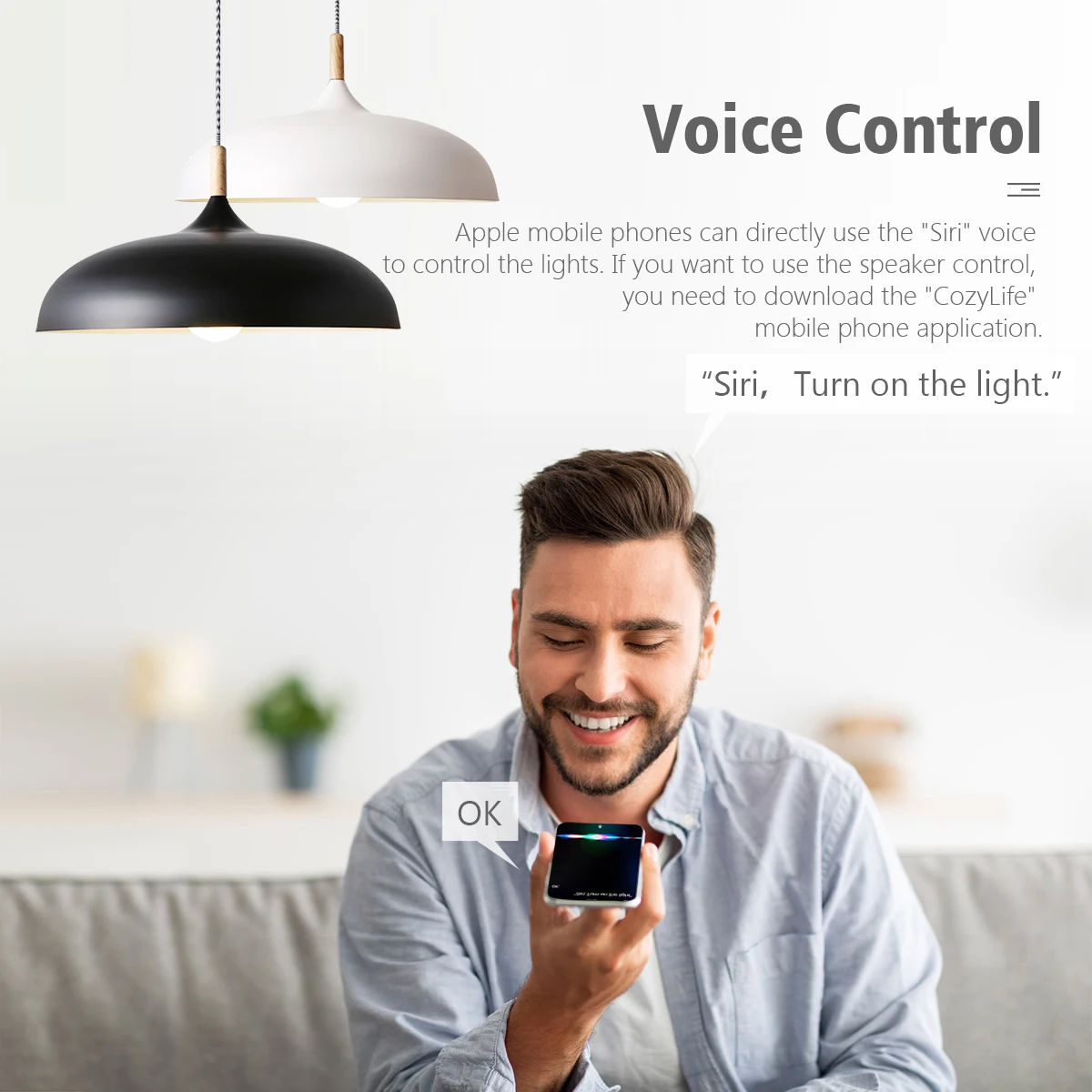 Bombilla LED inteligente con Wifi Homekit con certificación MFI, lámpara inteligente E27, bombilla LED regulable multicolor, Control Siri para Alexa y Google Home