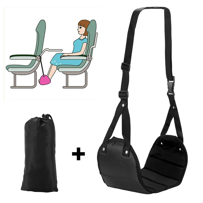 Portable Adjustable Footrest Hammock for Airplane Travel Long Flight Bus Train Office Travel Accessories for Leg Rest Foot Sling