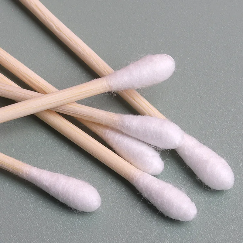 Tamponi di cotone da 100/500 pezzi Tampone di cotone a doppia punta Punte di precisione con bastoncini di bambù per strumenti di trucco personale per nail art