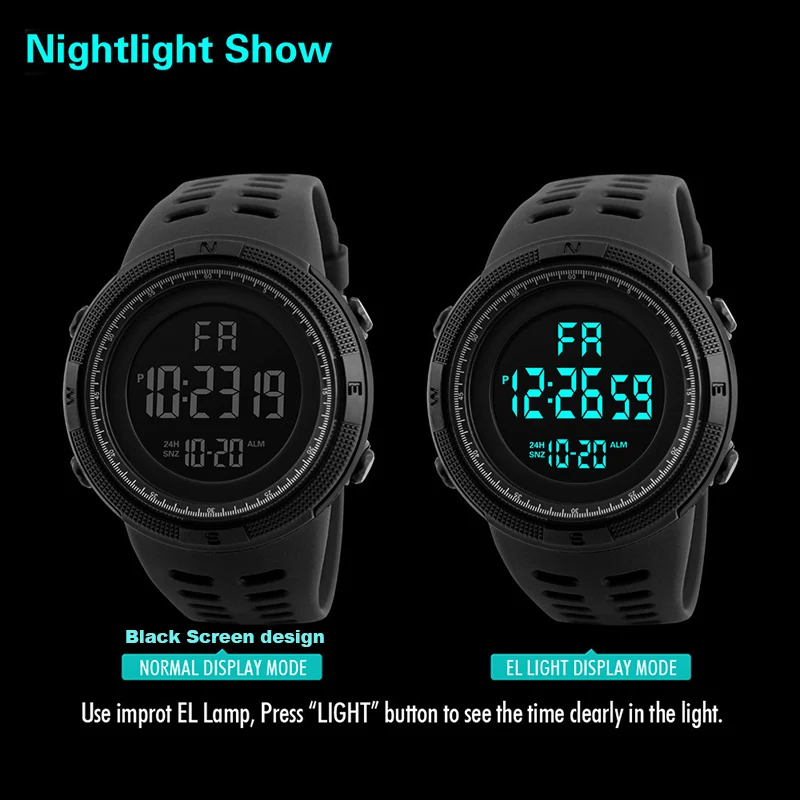 Reloj electrónico para hombre, relojes deportivos militares, reloj de pulsera Digital LED multifunción luminoso para hombre, niños, niño, estudiante y adolescente