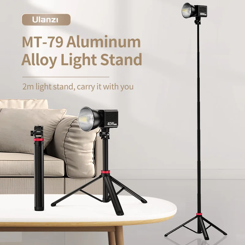Ulanzi MT-79 support de lumière trépied portable pour téléphone pince caméra d'action portable Cob lumière en alliage d'aluminium 2M support de lumière