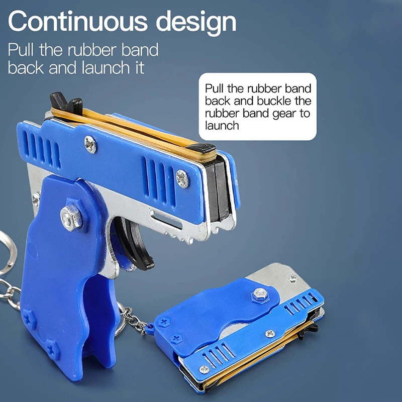 1 個キーホルダー銃 60 ゴムバンドゴムバンド銃射撃ピストル合金子供屋外パーティー金属銃ギフトボーイフレンドギフトおかしい
