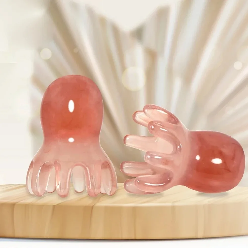 Resina polvo pente bonito cabeça massageador cuidados com o cabelo meridiano raspagem couro cabeludo massagem acupuntura spa gua sha ferramenta de massagem de saúde
