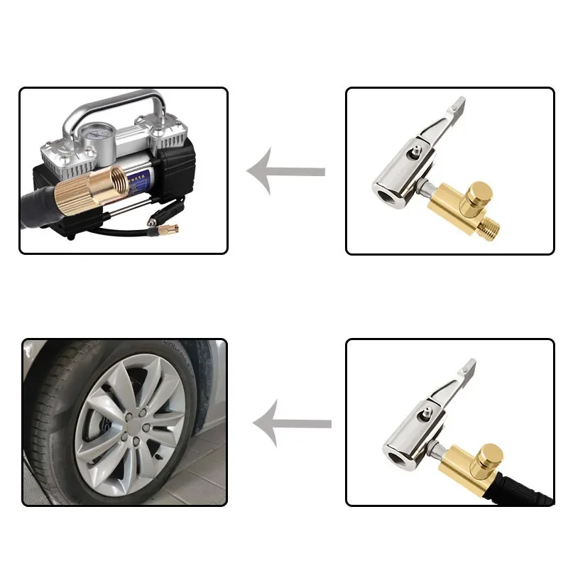 Bomba inflable portátil para neumático de coche, compresor de mandril de aire, inflador de neumáticos, mandril de neumático con conector de púa para reparación de mangueras