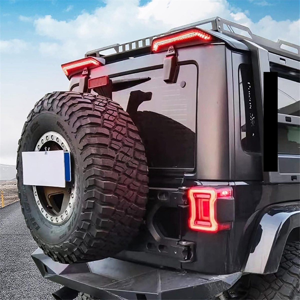 Untuk Jeep Wrangler Jk 2007-2023 lampu atap belakang, Spoiler lampu atap belakang Splitter Top Flange Tail Wing, US