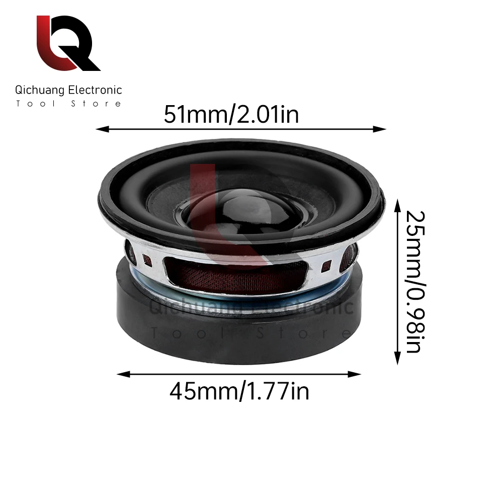 2Pcs 2-inch 5W 4ohm Full-frequency Speaker 52mm Circular Small Speaker Speaker For Digital Electronic Products 0. 25-20KHz