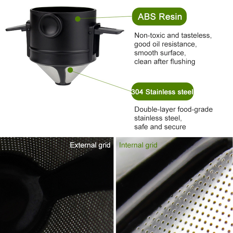 Coffee Filter Portable Reusable Funnel Tea Infuser Stainless Steel Drip Coffee Tea Dripper For Home Office Outdoor Travel