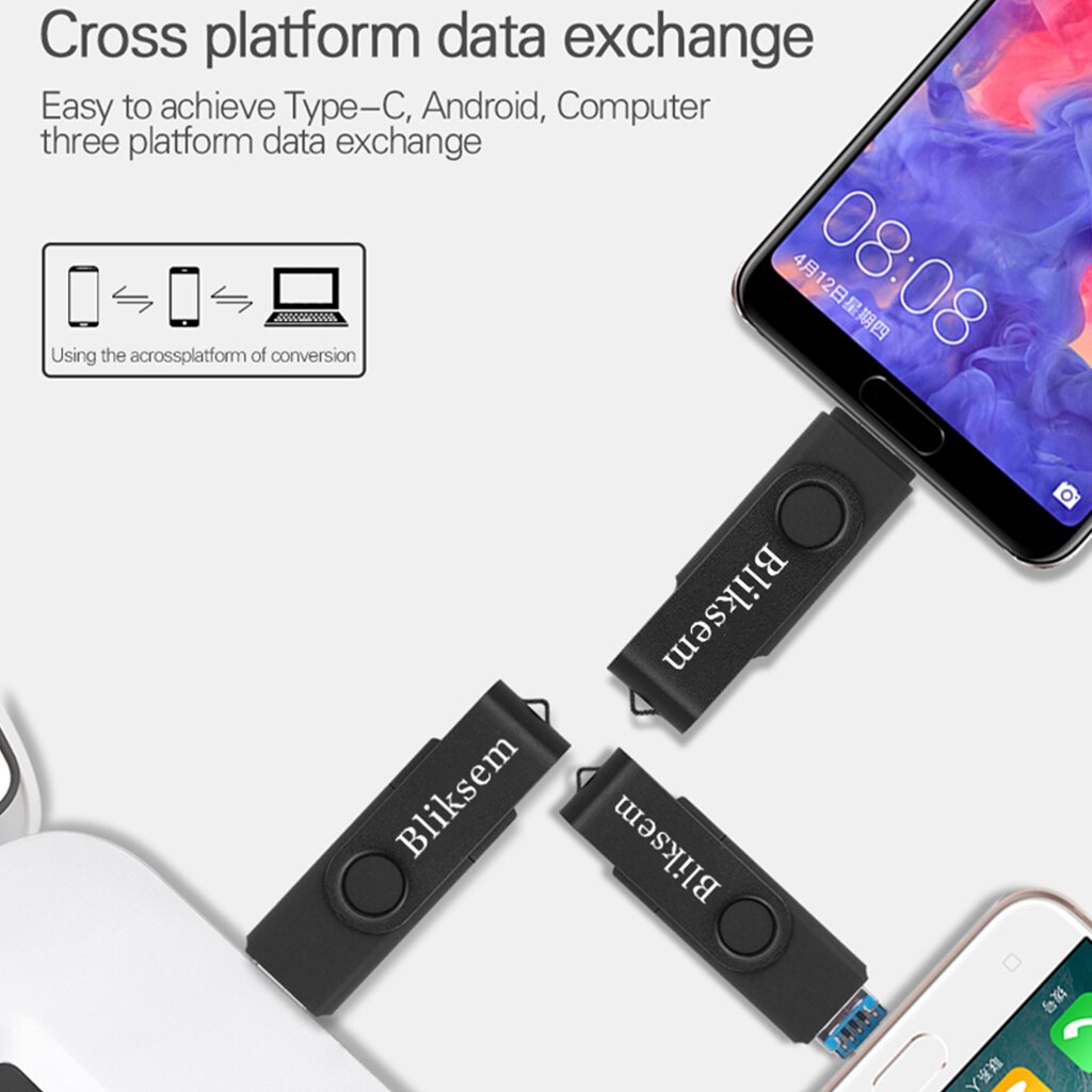 Bliksem 3in1 pendrive 64gbタイプcメモリスティックotg 64gb 2.0用PC携帯電話金属USBフラッシュドライブペンドライブ64gb usb otg