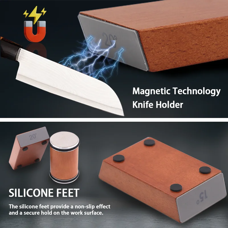 มีดกลิ้ง Sharpener สองด้านเพชร Sharpening หิน 15 และ 20 องศามุมแม่เหล็กลูกกลิ้ง Sharpening สําหรับมีดครัว