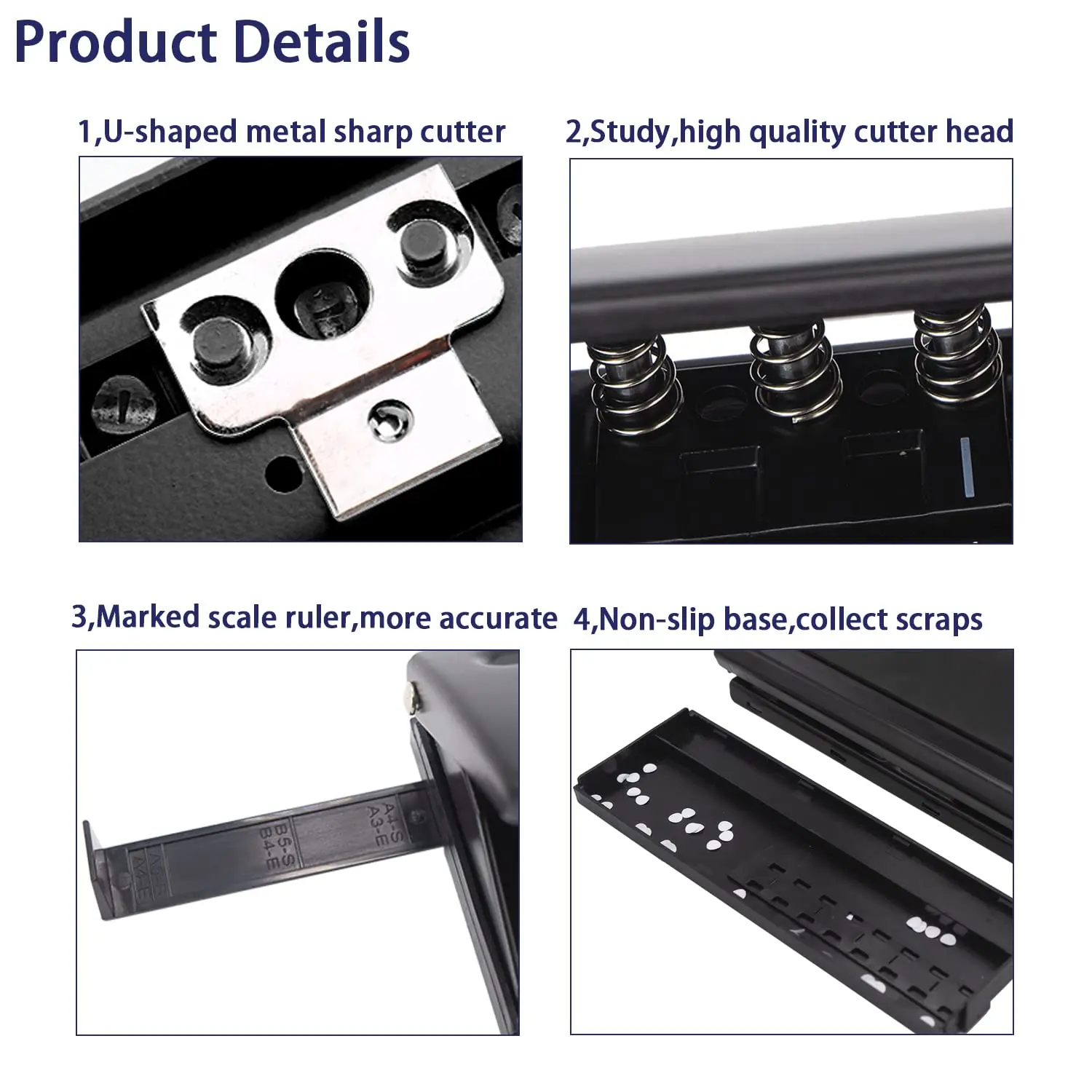 6-Hole Paper Punch with Positioning Mark Adjustable  Black Pink Daily Puncher for A5 for A4 / A5 / A6 / Personal/Pocket Size