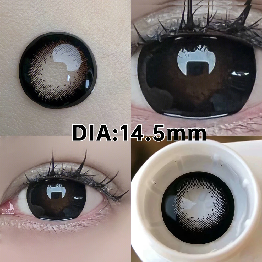 OVOLOOK-2pcs/par lentes de contato transporte rápido grandes lentes pretas para olhos beleza pupilas comestic lente de cor dos olhos 14.5mm/14.2mm