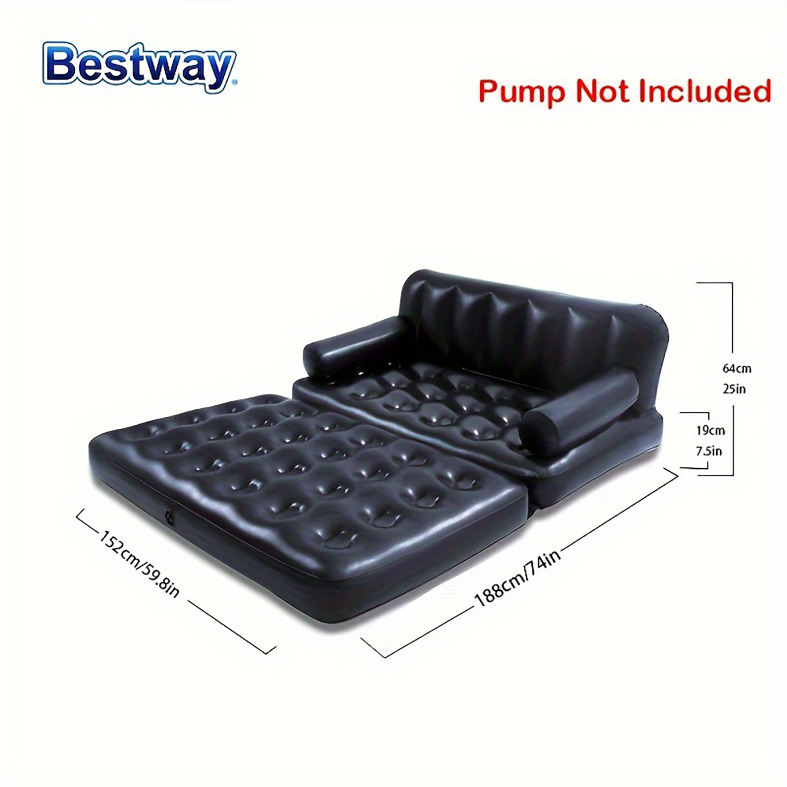 Bestway 75054, aufblasbares Sofa, aufblasbares Sofa für den Außenbereich, aufblasbares Sofa, aufblasbarer Stuhl für Erwachsene, Doppelbettgröße