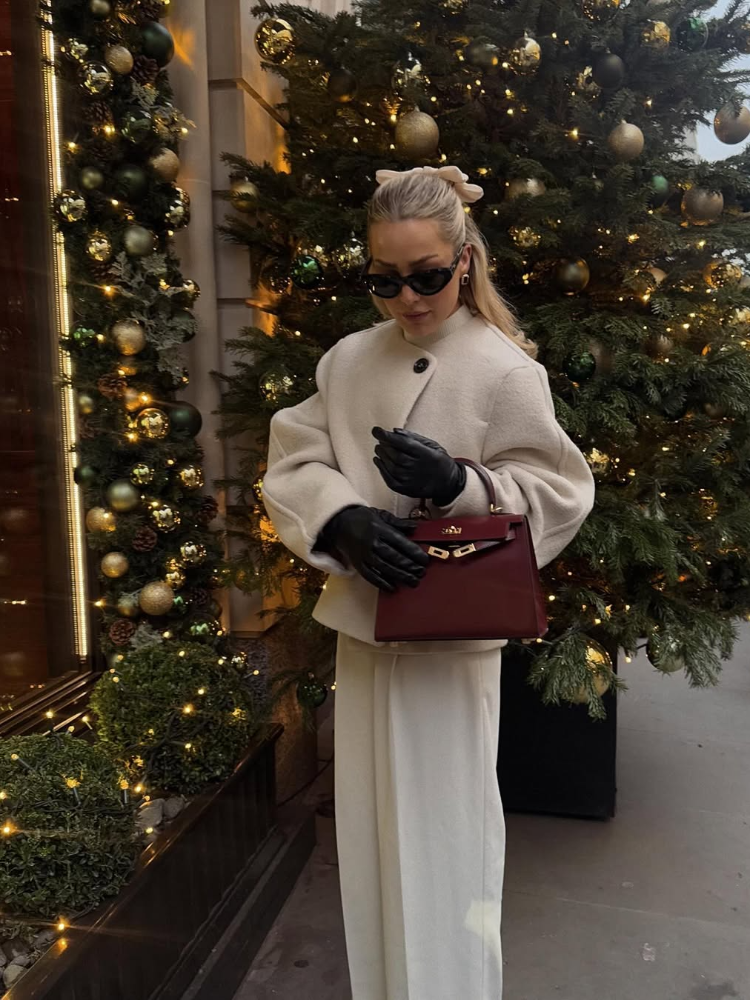 Kobiety Elegancka wełniana kurtka z jednym guzikiem i dekoltem Moda Solidny długi rękaw Luźny krótki gruby płaszcz Jesień Nowa odzież wierzchnia Lady Highstreet