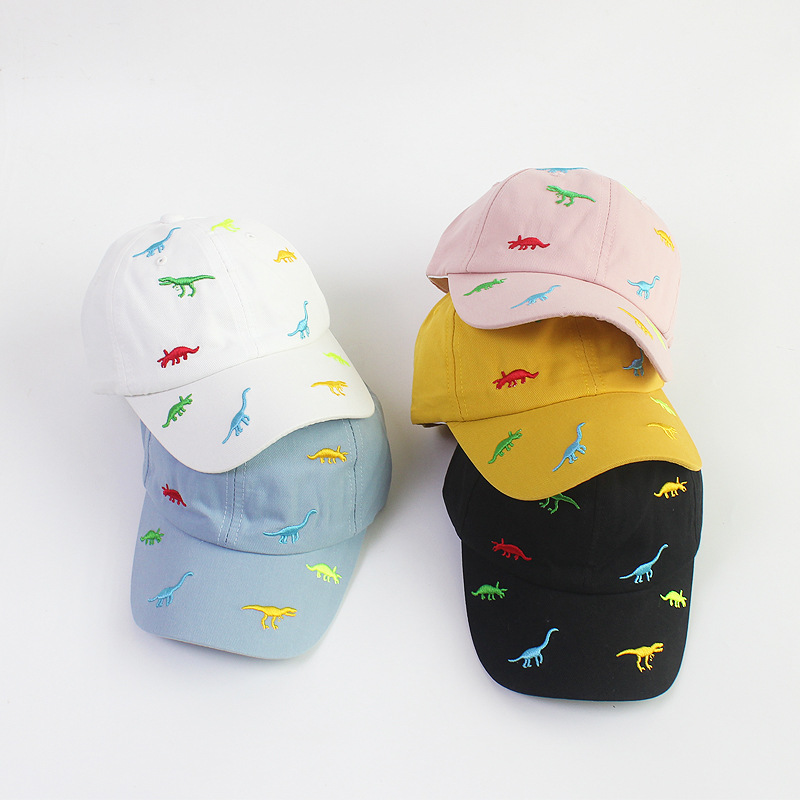 Boné de beisebol infantil Cartoon Dinosaur Embroidery, Chapéus de sol ajustáveis, Baby Boy e Girls, Kids and Baby, Outdoor, Summer