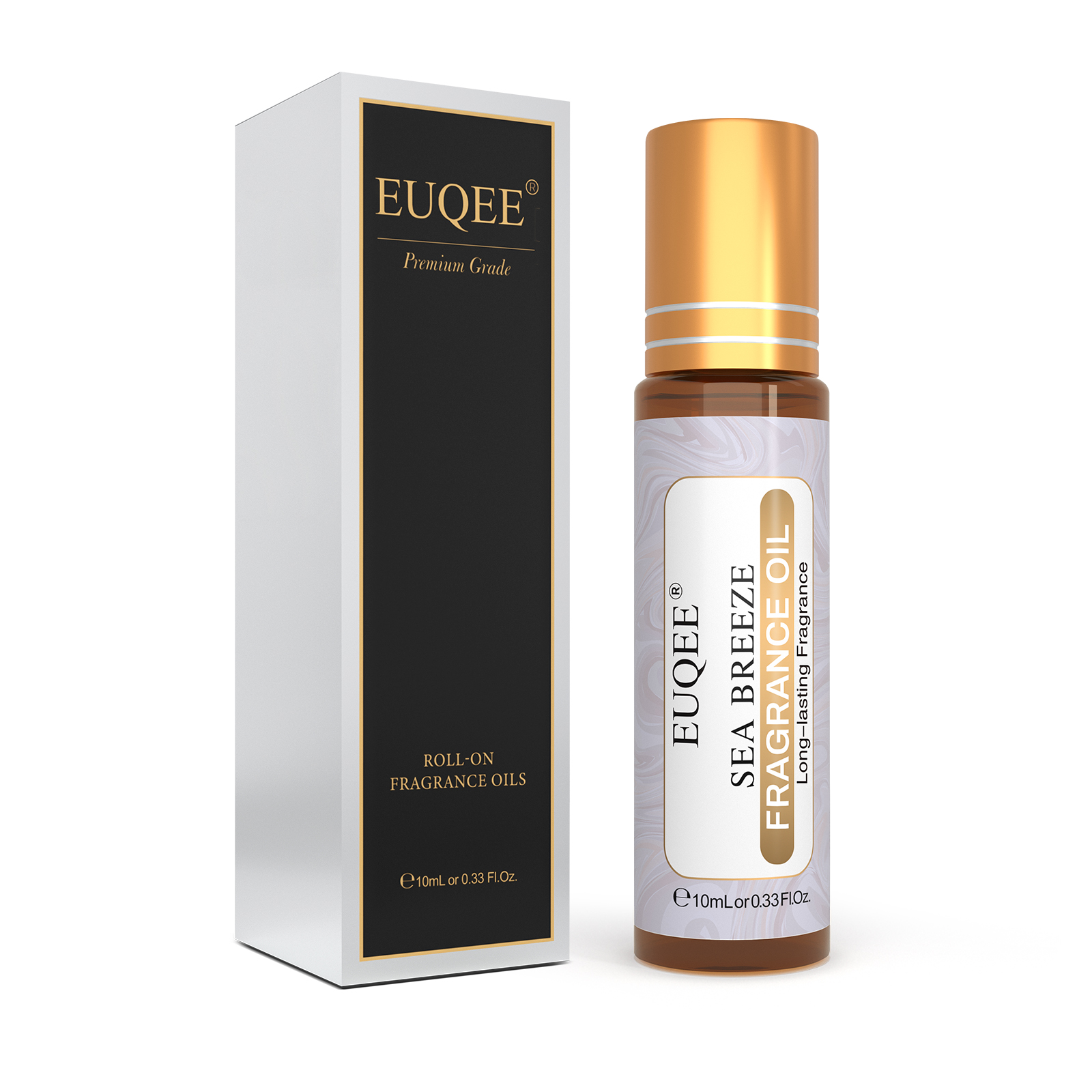 EUQEE 10 ml Roll-On-Duftöl für die Haut, Meeresbrise, weißer Moschus, Kokosnuss und Vanille, Kaugummi, grüner Tee, langanhaltender Duft