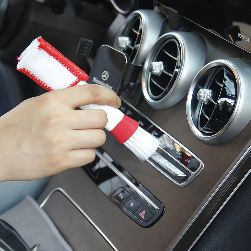 Cepillos de doble cabezal para salida de aire de coche, herramientas de limpieza de aire acondicionado multifunción para coche, cepillo para herramientas de detalles interiores