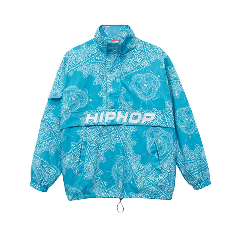 소년 힙합 운동복 조깅 의류 세트 소녀 높은 칼라 페이즐리 탑 카고 바지 어린이 거리 댄스 키즈 streetwear 의상