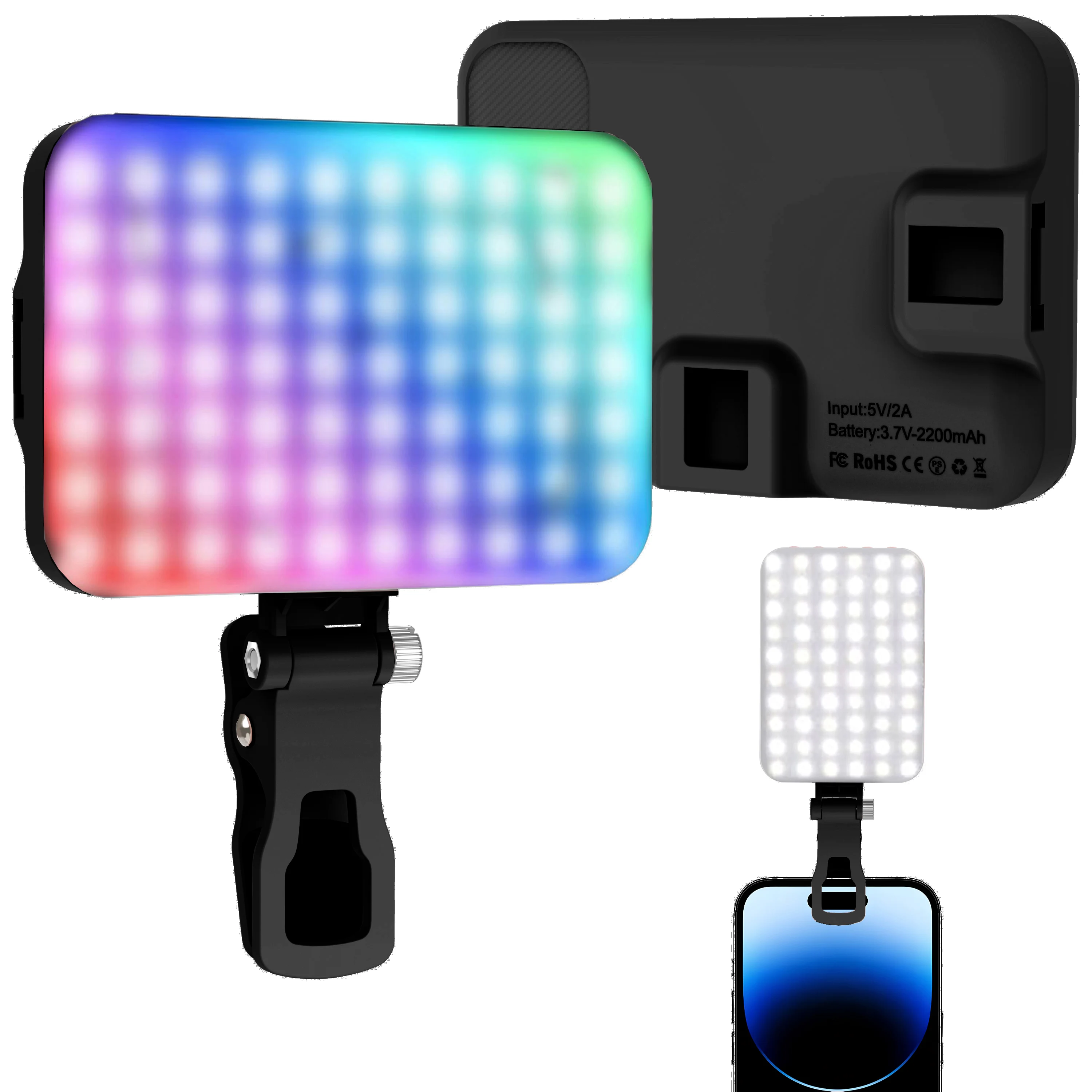 108 LED RGB Luz de câmera com saída colorida Kit de luz de vídeo regulável 2500K-9000K Painel de luz bicolor CRI 95 + recarregável
