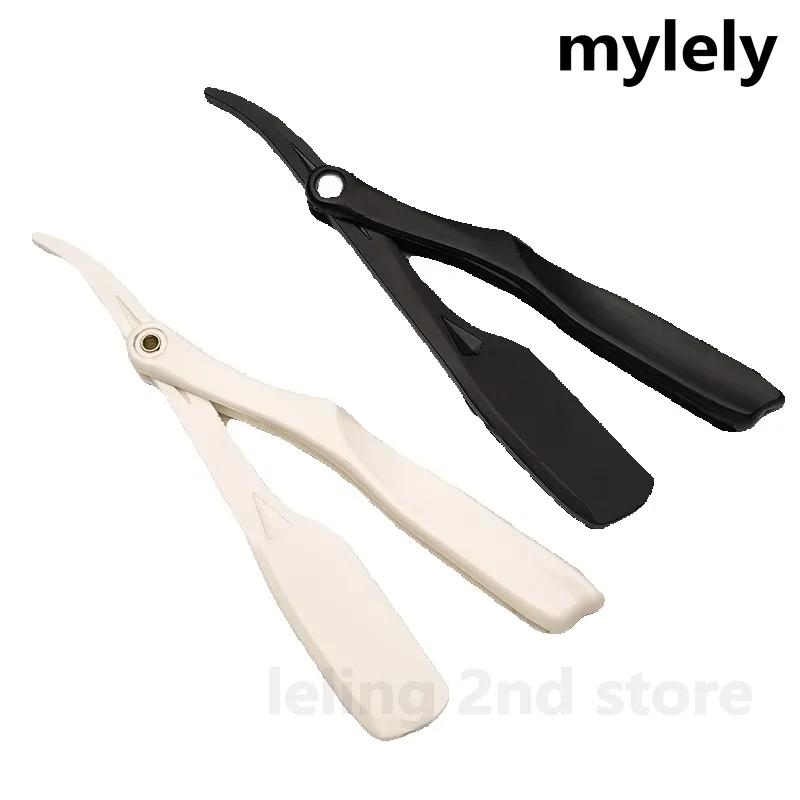 Afeitadora Manual profesional con borde recto de plástico, maquinilla de afeitar afilada para peluquero, cortador de barba plegable, venta al por mayor