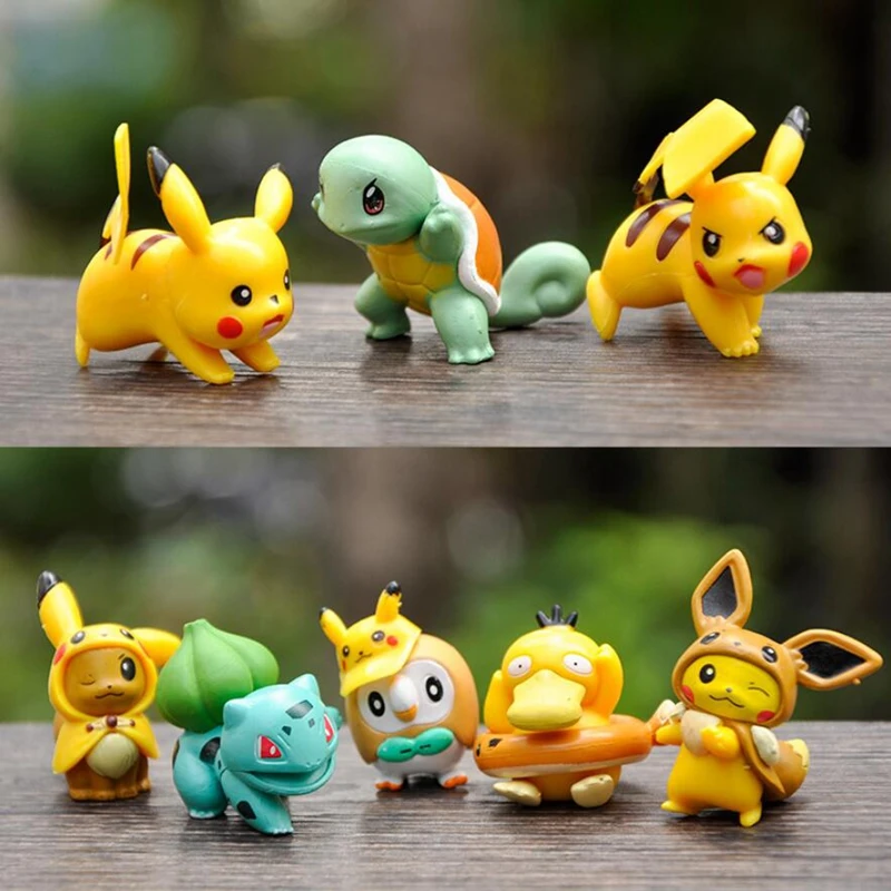 8 Chiếc Pokemon Mini Đồ Chơi Mô Hình Pikachu Psyduck Spuirtle Bulbasaur Thu Nhỏ Bánh Su Hào Đồ Trang Trí Hình Đạo Cụ