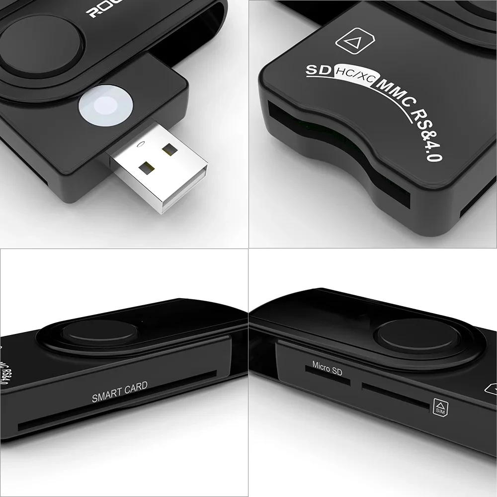 USB SIM Smart Card Reader สําหรับ Bank Card IC/ID EMV SD TF MMC Card Reader อะแดปเตอร์ USB-CCID ISO 7816 สําหรับ Windows 7 8 10 Linux OS