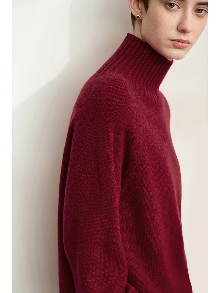 AMII минималистичный зимний женский универсальный водолазка 2024, цельношерстяной бесшовный интегрированный антибактериальный свитер 12454040