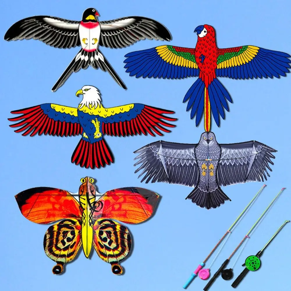 Cometa de plástico con diseño de águila para niños, cometas de pájaros voladores de 30 metros, ideal para viajes familiares