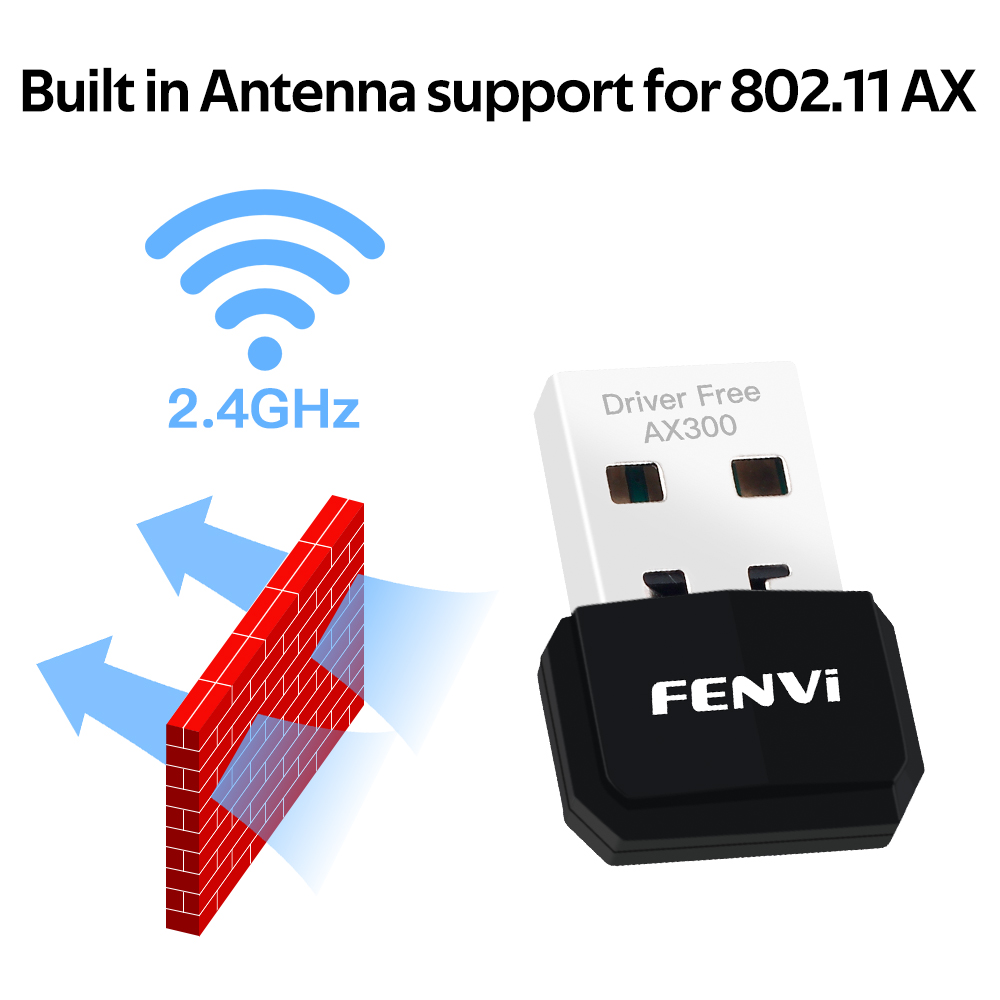 FENVI WIFI 6 adaptador USB AX300 tarjeta de red Mini USB Dongle 2,4 GHz 802.11AX receptor Dongle inalámbrico para Win 7/10/11 unidad gratis