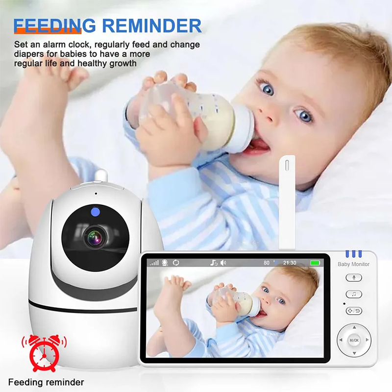 Babyphone vidéo 5 "avec caméra et n'aime PTZ, caméra de sécurité, protection, surveillance, capteur de température, berceuse