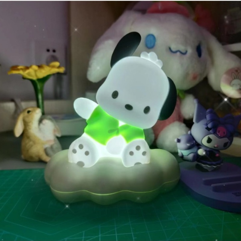 ภาพเคลื่อนไหว Sanrios Kitty Kawaii เรืองแสง Cloud โคมไฟ Hello Kitty โคมไฟข้างเตียง LED Night Light เค้กตกแต่งตกแต่งของขวัญ