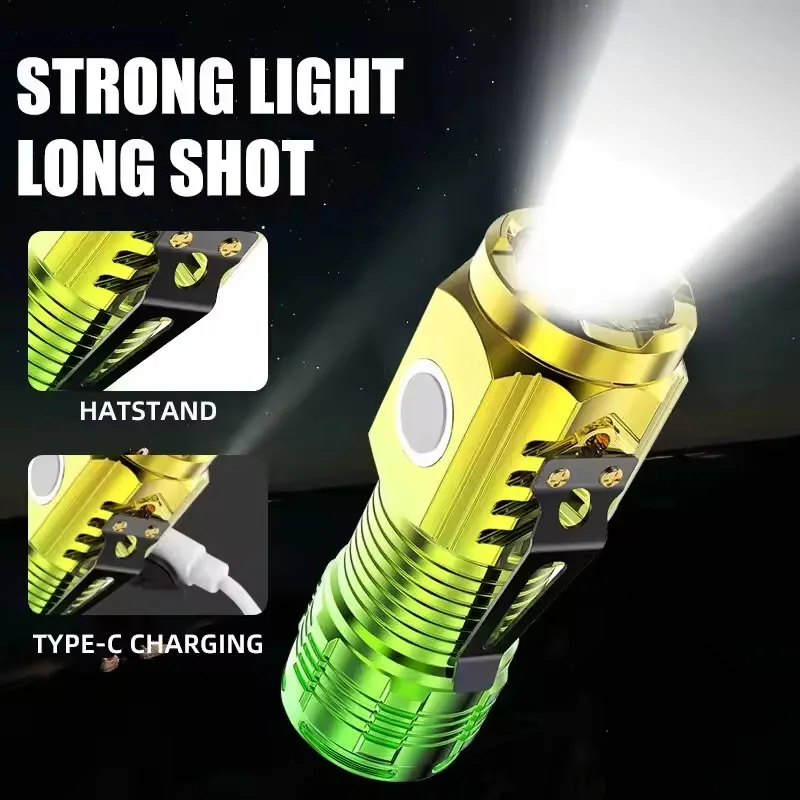 Mini torce LED COB Portachiavi Torcia EDC Torcia tascabile ricaricabile USB per pesca all'aperto, escursionismo, riparazione