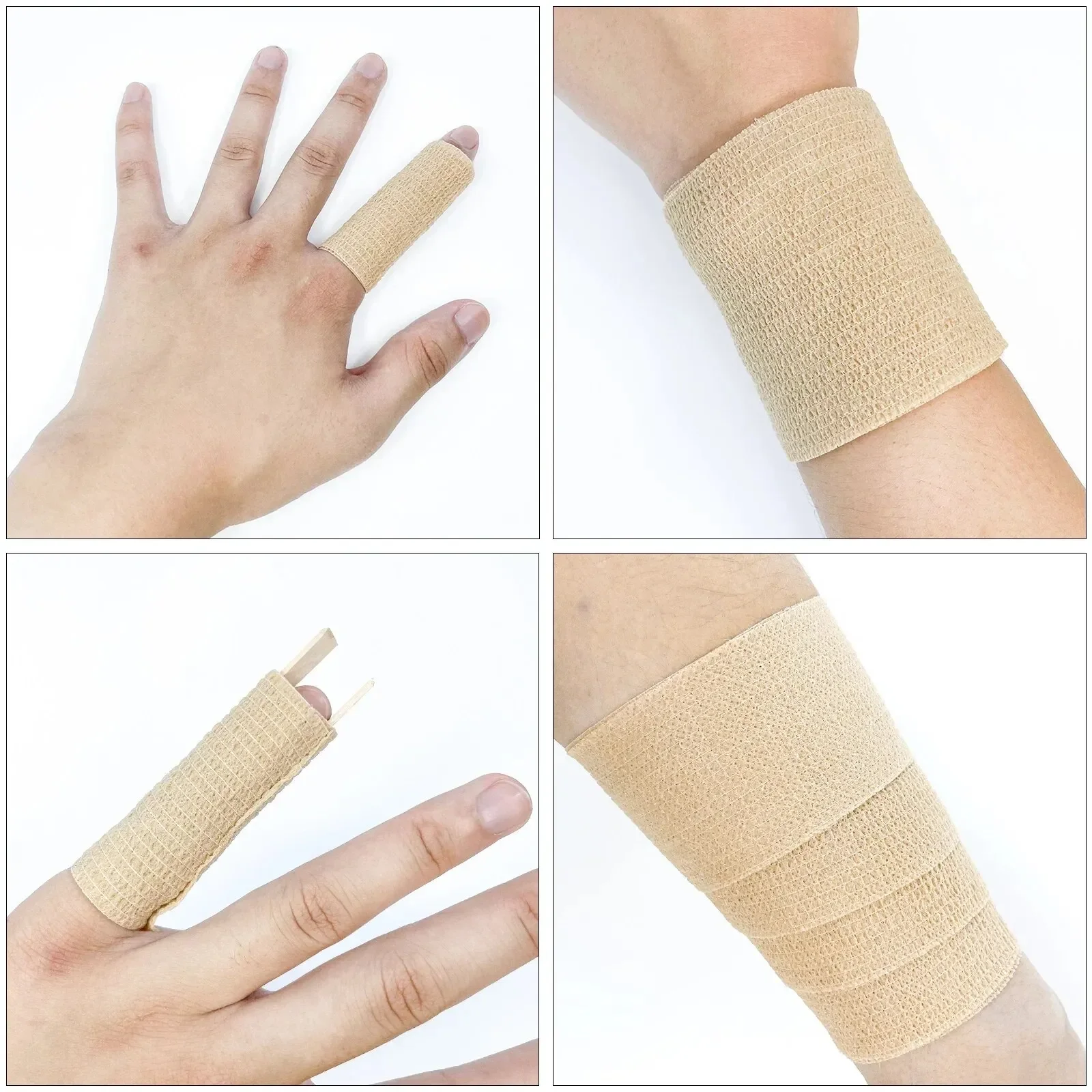 1 rolo 2.5/5/7.5/10cm * 4.8m bandagem autoadesiva elástica não tecida bandagem coesiva para fixação esportiva dedo pulso perna