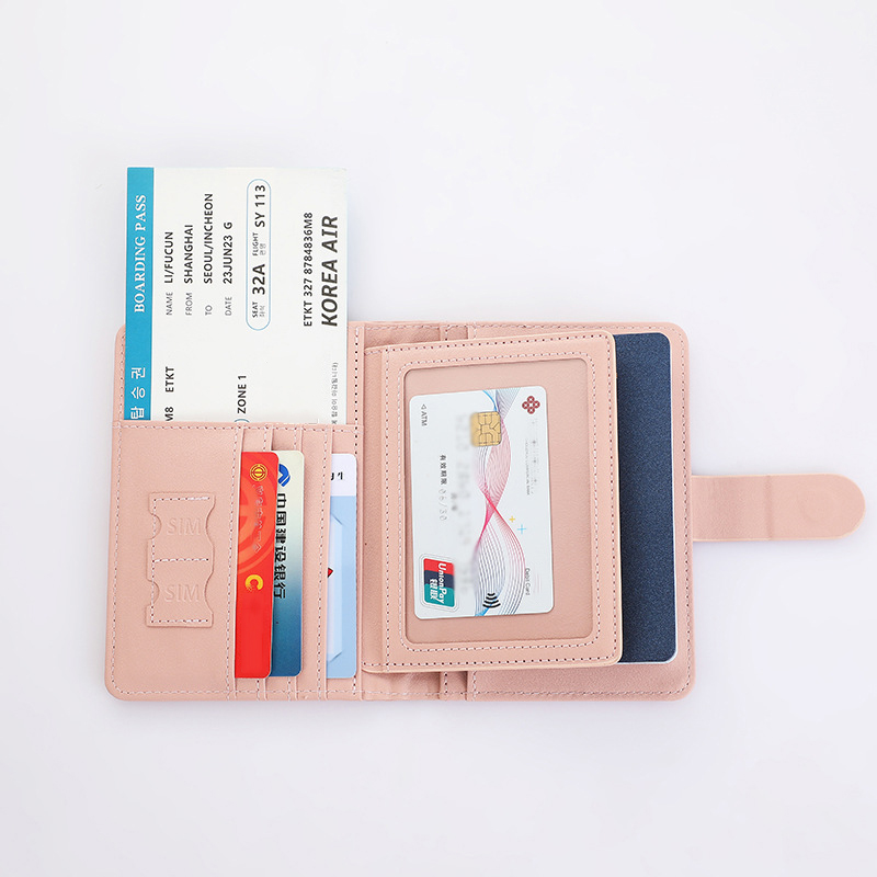 Bolsa de almacenamiento multifuncional para pasaporte, billetera multicapa, cubierta protectora de cuero, Clip de almacenamiento portátil para documentos