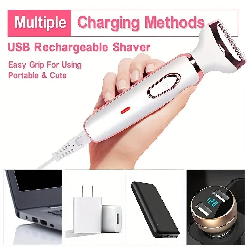 เครื่องโกนหนวดไฟฟ้าเลดี้ 4 In 1, เครื่องกําจัดขนตามร่างกาย, มีดโกนทริมเมอร์ไร้สายไม่เจ็บปวด, ของขวัญสําหรับผู้หญิง