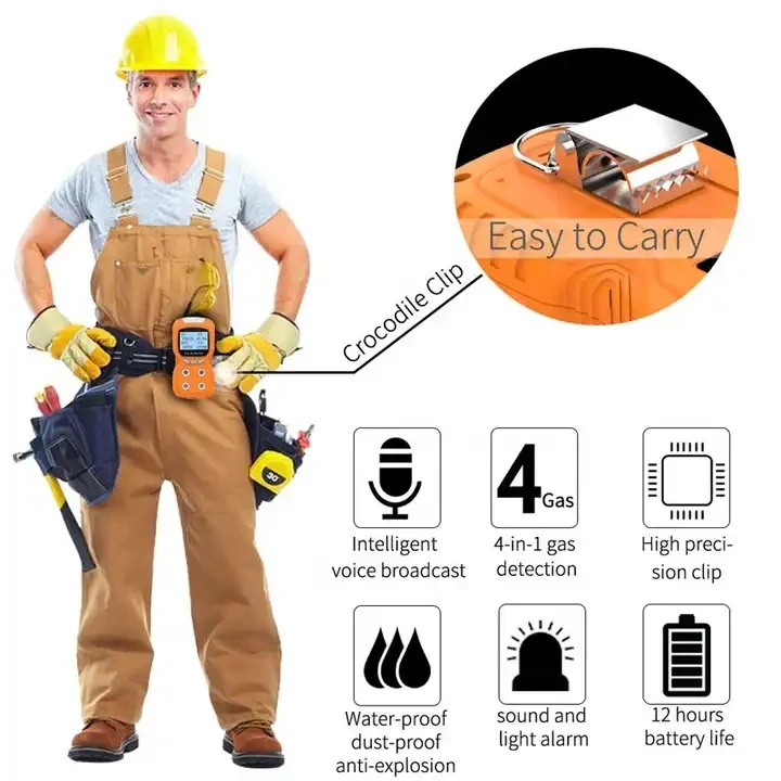 PLT840 Portable Multi Gas Detector 4 Gas Monitor With Micro Clip (h2s,O2,Co,And Ex ) 4 Gas Detector