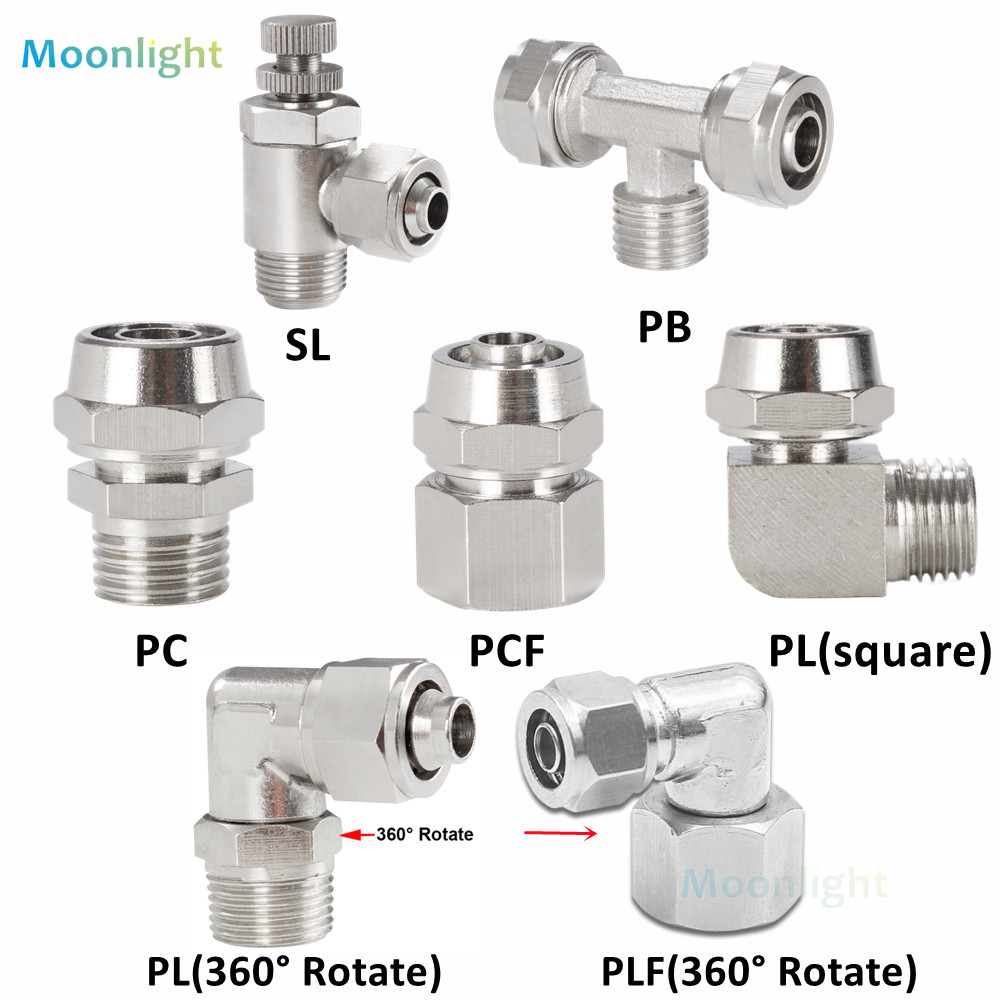 Mạ Niken Đồng Nội Bộ Ren Ren Ngoài 1/8 ”1/4” 3/8 ”1/2” Inch Chủ Đề (PT) khí Quản Đầu Nối Nhanh 4 6 8 10 12 Mm