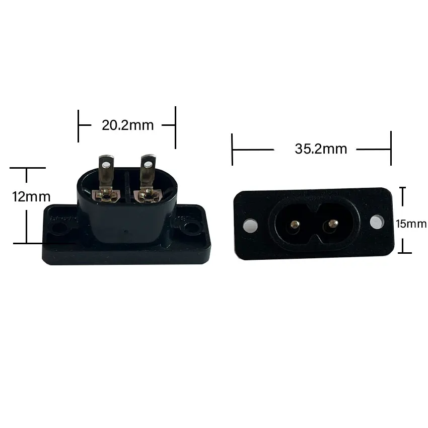 Toma de corriente macho C8, enchufe hembra C7, conector eléctrico integrado, 35mm x 15mm, CA 2,5a, 5A, 250v