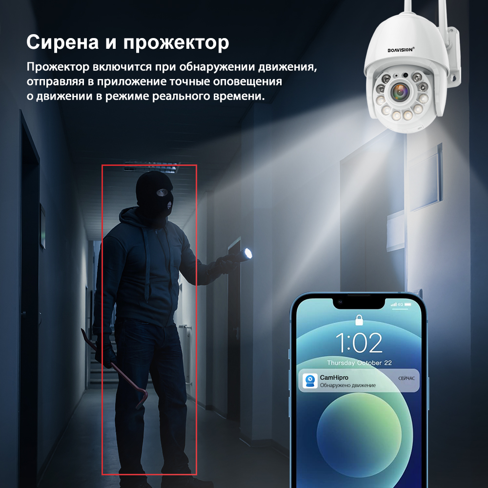 ru 4K 8MP 5MP 2MP Wi-Fi наблюдение Камера Открытый 4-кратный цифровой зум AI Автоматическое отслеживание Защита безопасности Мини Камера