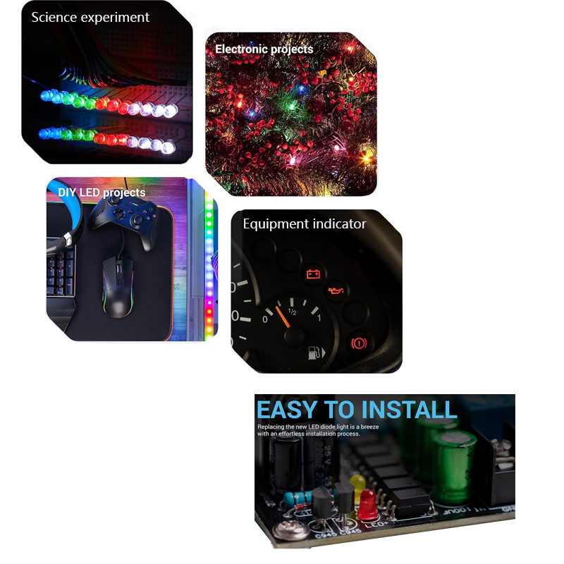 200PCS 3 มม.และ 5 มม.LED ไดโอดชุดไดโอดเปล่งแสงกระพริบสีแดงสีเขียวสีฟ้าสีเหลืองสีขาว